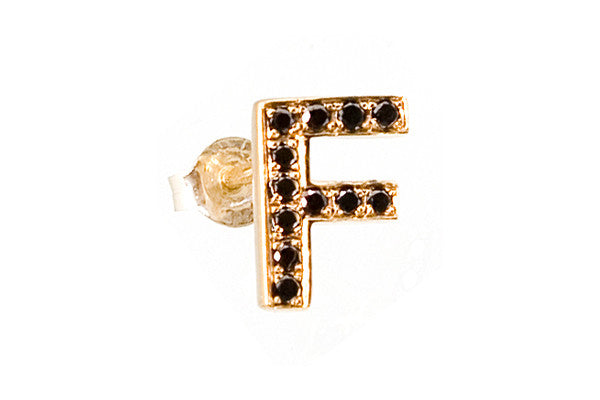 MOOD EARRING - F with Black Diamonds