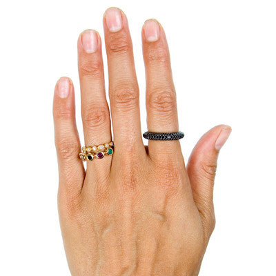 HAATHI FINE - Black Diamond Cluster Ring Thin