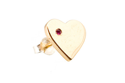 MOOD EARRING - Heart with Ruby Accent