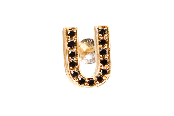 MOOD EARRING - U with Black Diamonds